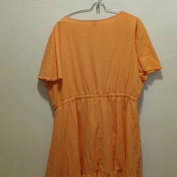 Orange Button-Front Dress - Picture 4 of 5